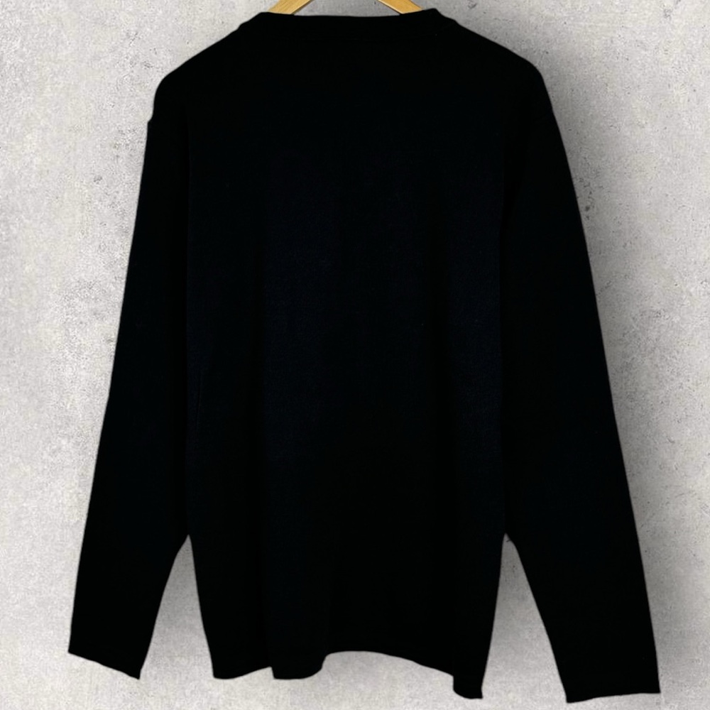 NEW SNS Herning 100% Merino Wool Button Shoulder Sweater Black Knit Mens Size L - Picture 13 of 16
